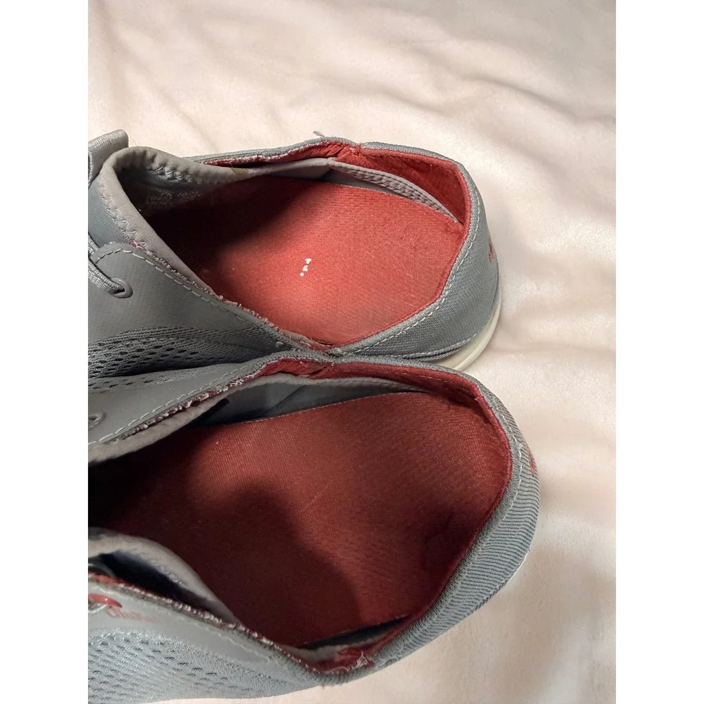 OluKai Nohea Moku Mens Grey Mesh Boat Shoes Sneakers Slip On Drop-In Heel